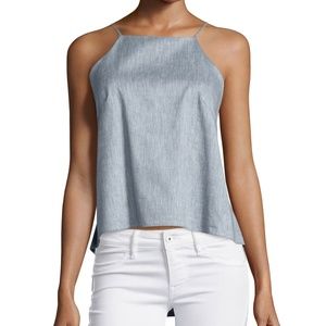Milly Chambray Twill Trapeze Cami Top, Denim